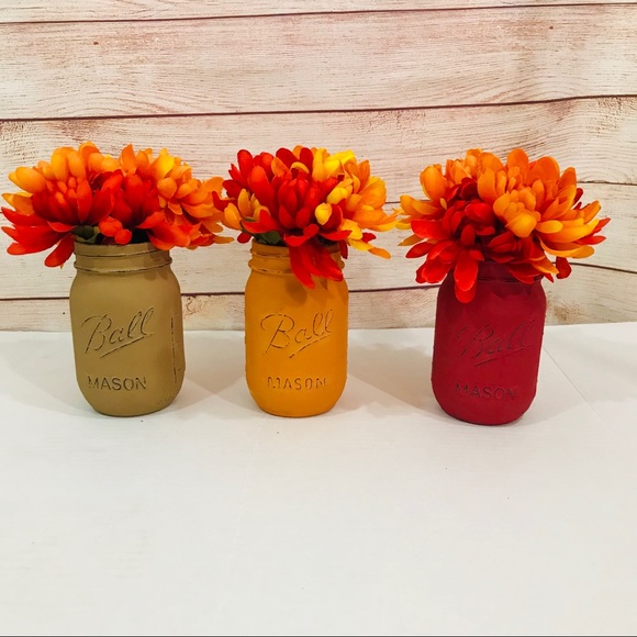 Other - Fall Home Decor Mason Jar Florals